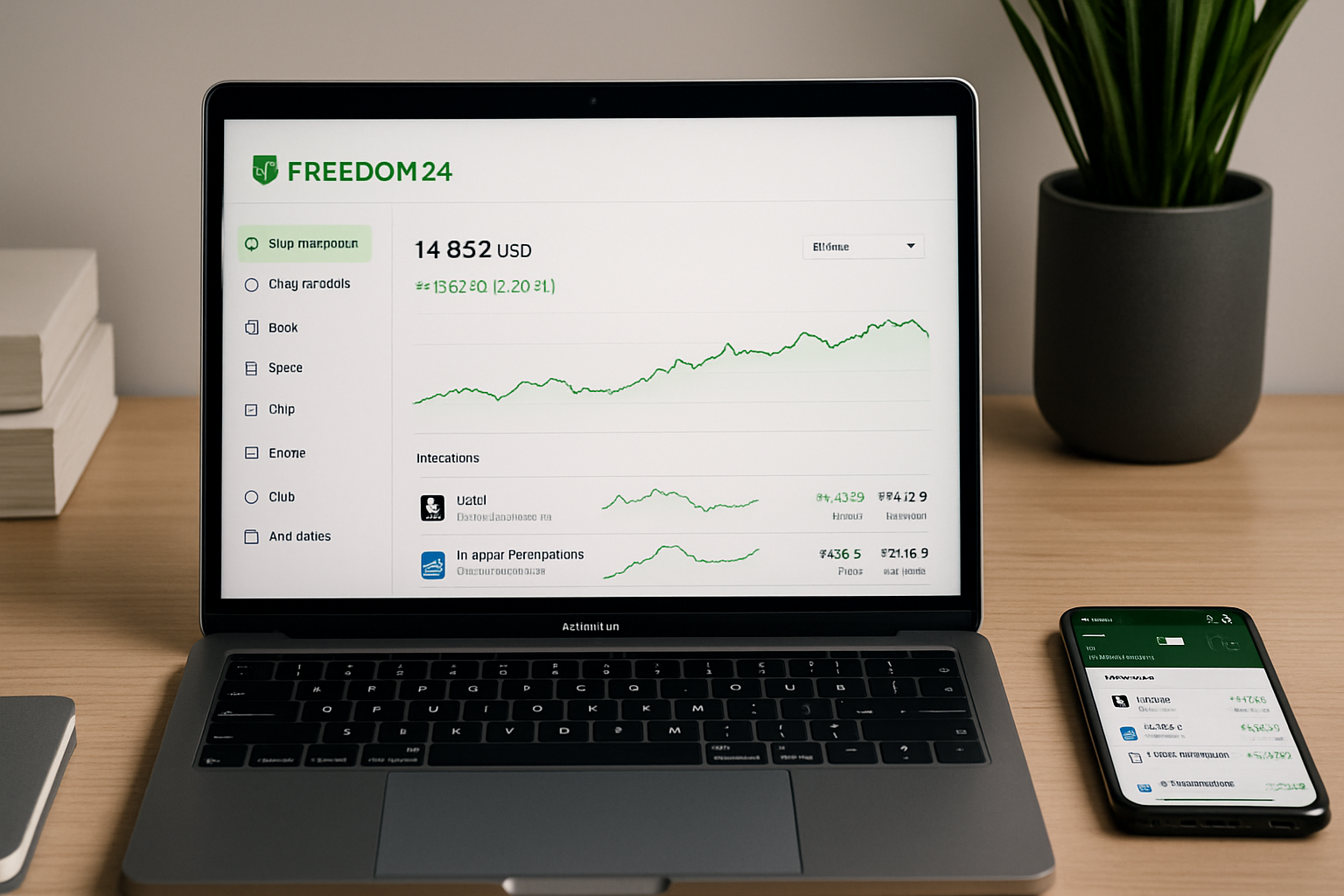 Інтерфейс платформи Freedom24 для інвестування в акції