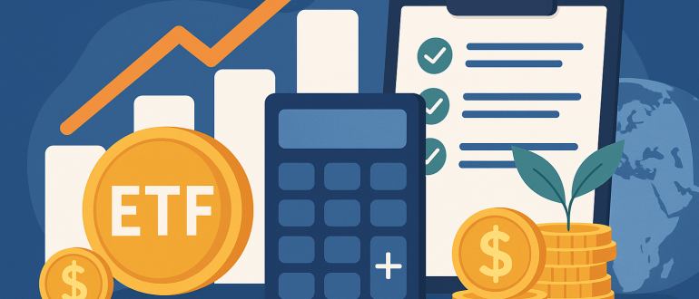 Ілюстрація ETF та інвестиційних інструментів для довгострокового інвестування у 2025 році без тексту