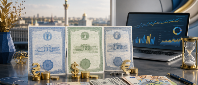 Порівняння ОВДП у гривні доларах та євро